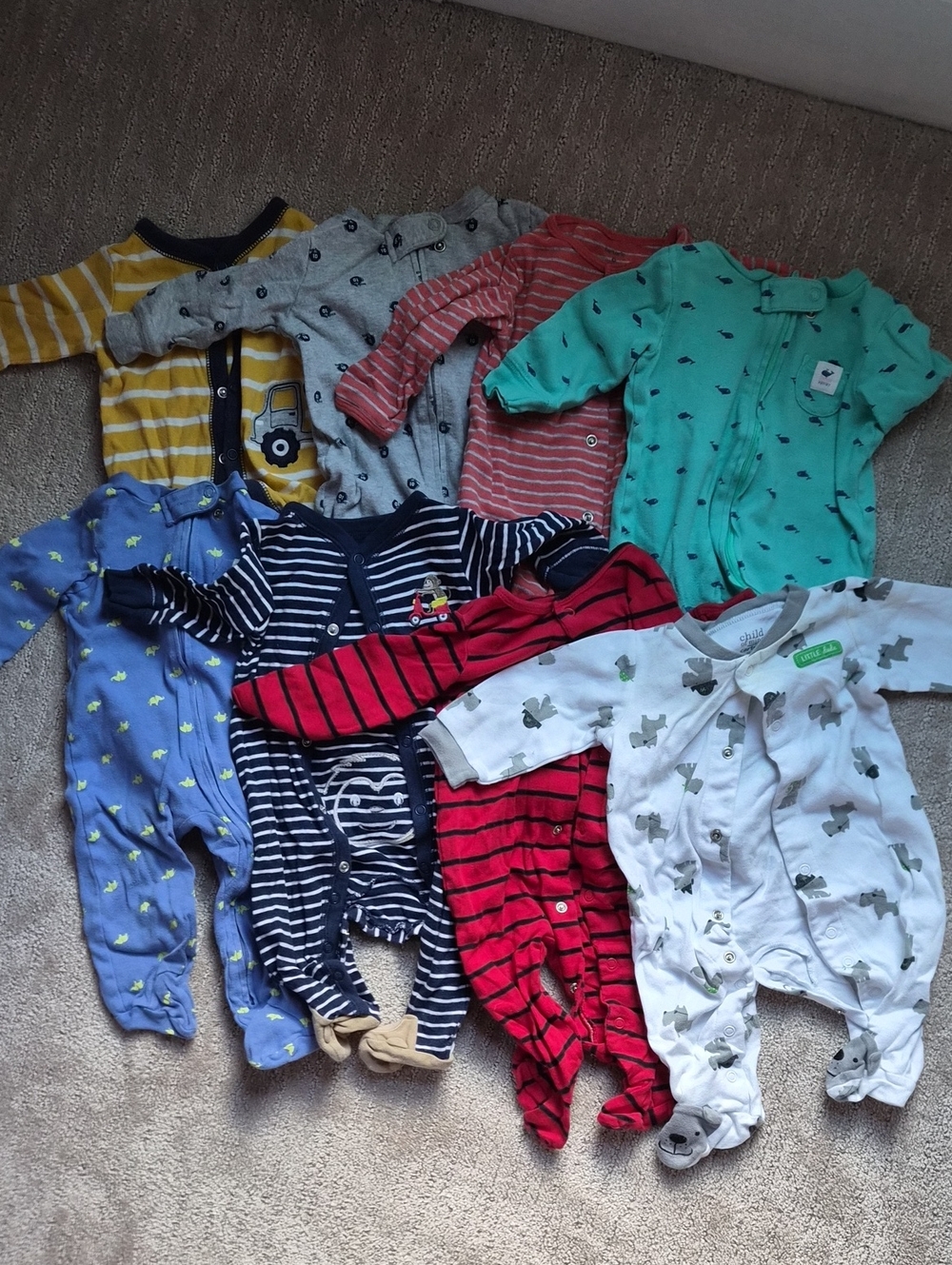 Mixed Colors Baby One-Piece Sleepers Pack